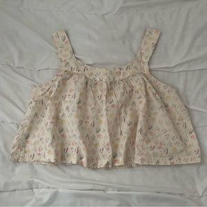 BEATON Floral Linen Crop Top